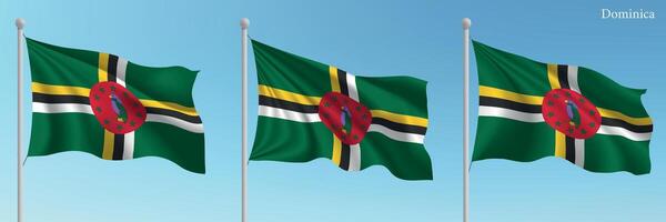 Three flags with the flag of dominica vector