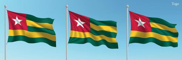 Three flags of togo waving in the wind vector