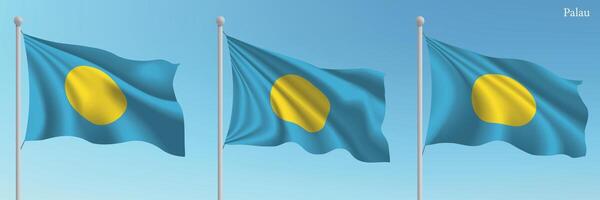 Three blue and yellow flags with the words fiji on them vector
