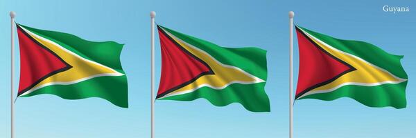Three flags of the country of guyana vector