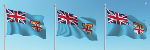 Fiji flags 3d model vector