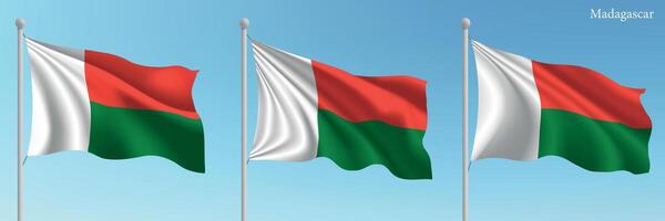Three flags of the country of madagascar vector
