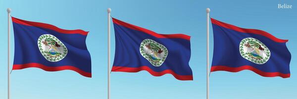 Three flags of the country of belize vector