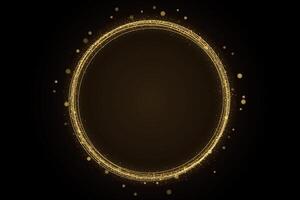 Golden circle frame with stars and dots on black background vector