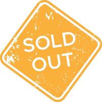 Orange grunge rubber stamp featuring a rotated square shape, clearly marking products or tickets as sold out and indicating unavailability in business and retail contexts vector
