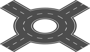 Circular road intersection featuring four connecting roads, promoting smooth traffic flow while enhancing overall road safety in an urban environment vector