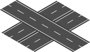 Intersecting roads forming an x shape with white lane markings on a clean white background, effectively representing intersection and transportation concepts vector