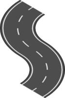 Winding road featuring white dashed lines, curving in an s shape against a white background, symbolizes a long journey or challenging path, inviting thoughts of adventure and exploration vector