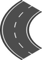 Curved section of asphalt road with white dashed lines extends into the distance, representing the concept of a journey, travel, or the path ahead vector