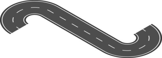 Winding road curving in an s shape with white lane markings on asphalt, illustrating themes of travel, transportation, and the journey through diverse landscapes and infrastructure vector