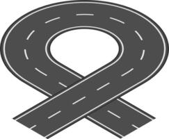 Winding road making a loop and crossing itself, creating an overpass or underpass intersection, symbolizing transportation, infrastructure, and journey vector