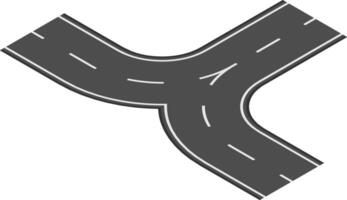 Y shaped highway intersection joining two roads, creating a fork in the road, symbolizing choices and different paths in transportation and travel vector