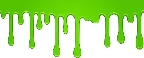 Seamless pattern of bright green dripping slime on white background, creating a sticky and gooey texture, ideal for halloween or any spooky project vector