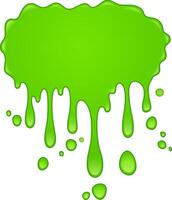 Viscous bright green goo is slowly dripping down, forming drops and blobs of various sizes, creating an abstract, playful, and slightly messy visual vector