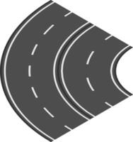 Curving road with white dashed lines stretching into the distance, creating a sense of journey and transportation against a clean white backdrop vector