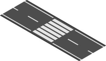 Isometric view of pedestrian crossing on asphalt road marking a safe designated area for people to cross, emphasizing road safety and urban infrastructure vector