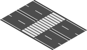 Isometric view showcasing a pedestrian crossing marked by white stripes on an asphalt road, creating a safe pathway for people navigating the urban streetscape vector