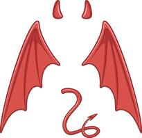 Devil costume elements featuring striking horns, dramatic wings, and a mischievous tail create a spooky and festive atmosphere perfect for halloween parties and celebrations vector