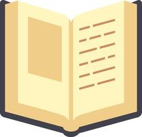 Open book displaying lines of text on one page while featuring an image placeholder on the opposite side, evoking a sense of learning and reading engagement vector