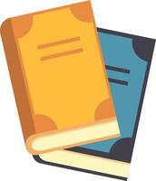 Two hardcover books, one yellow and one teal, are stacked together forming an x shape, suggesting a collection of literature or educational resources vector