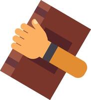 Minimalist illustration showcasing a hand gently holding a closed brown book, highlighting themes of simplicity, reading, and the importance of education and knowledge vector