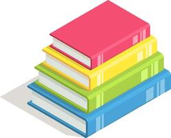 Stacking four colorful books creates a vibrant gradient, representing the accumulation of knowledge and celebrating the joy of learning and personal growth vector