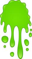 Thick, vibrant green goo drips and oozes, forming playful blobs that slide down, creating a fun and slightly messy scene full of whimsical charm and colorful chaos vector