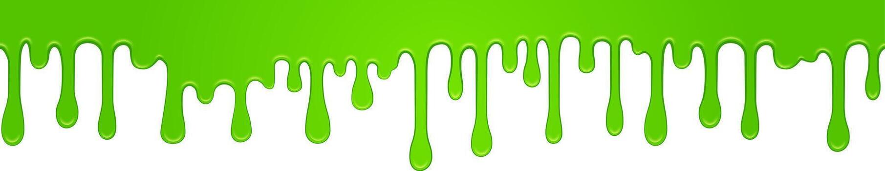 Viscous bright green slime dripping down on white background, creating a sticky and gooey texture, suitable for halloween or any spooky design vector