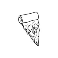 A black and white drawing of a slice of pizza vector