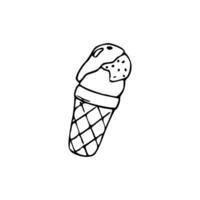 Ice cream cone doodle illustration vector