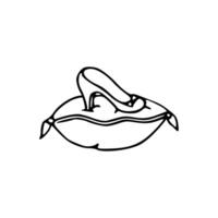 A drawing of a shoe on a pillow vector