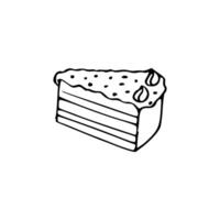 A black and white drawing of a slice of cake vector