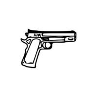 A gun is shown in a black and white drawing vector