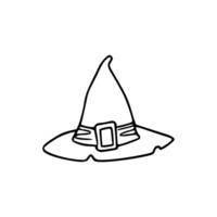 A black and white drawing of a witch hat vector