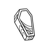 A black and white drawing of a coffin vector
