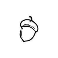 A black and white drawing of an acorn vector