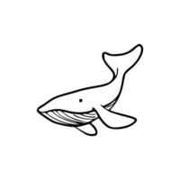 A whale is drawn in black and white on a white background vector