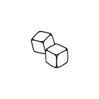 A black and white drawing of two cubes vector