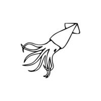 A drawing of a squid with a hat on vector