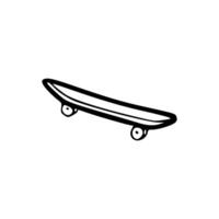 A black and white drawing of a skateboard vector