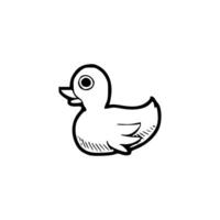A black and white drawing of a duck vector