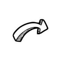 A black and white drawing of an arrow pointing down vector