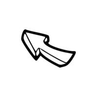 A black and white drawing of an arrow pointing down vector
