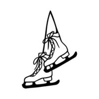 Ice skates with a ribbon on top of them vector