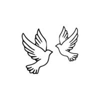 Two birds flying in the air, one with wings and the other without vector