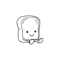 A drawing of a slice of bread with a smile vector