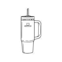 A drawing of a coffee maker with a straw vector