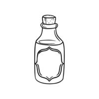 A bottle of liquid is drawn in a line vector