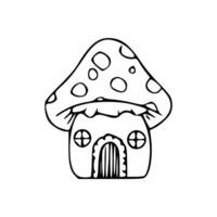 A mushroom house with a door and a window vector