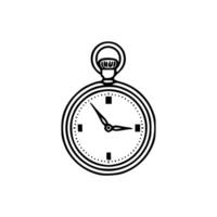 A black and white illustration of a clock vector
